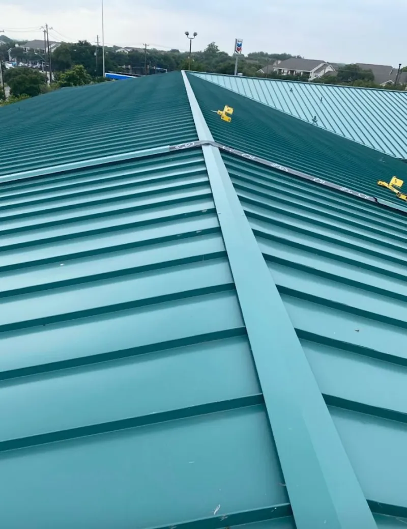 Green commercial metal roof ridge and valley for Metal Roof Repair in Kings Mountain